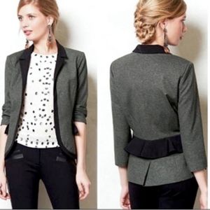 Anthro Cartonnier Peplum Black Blazer Size 4